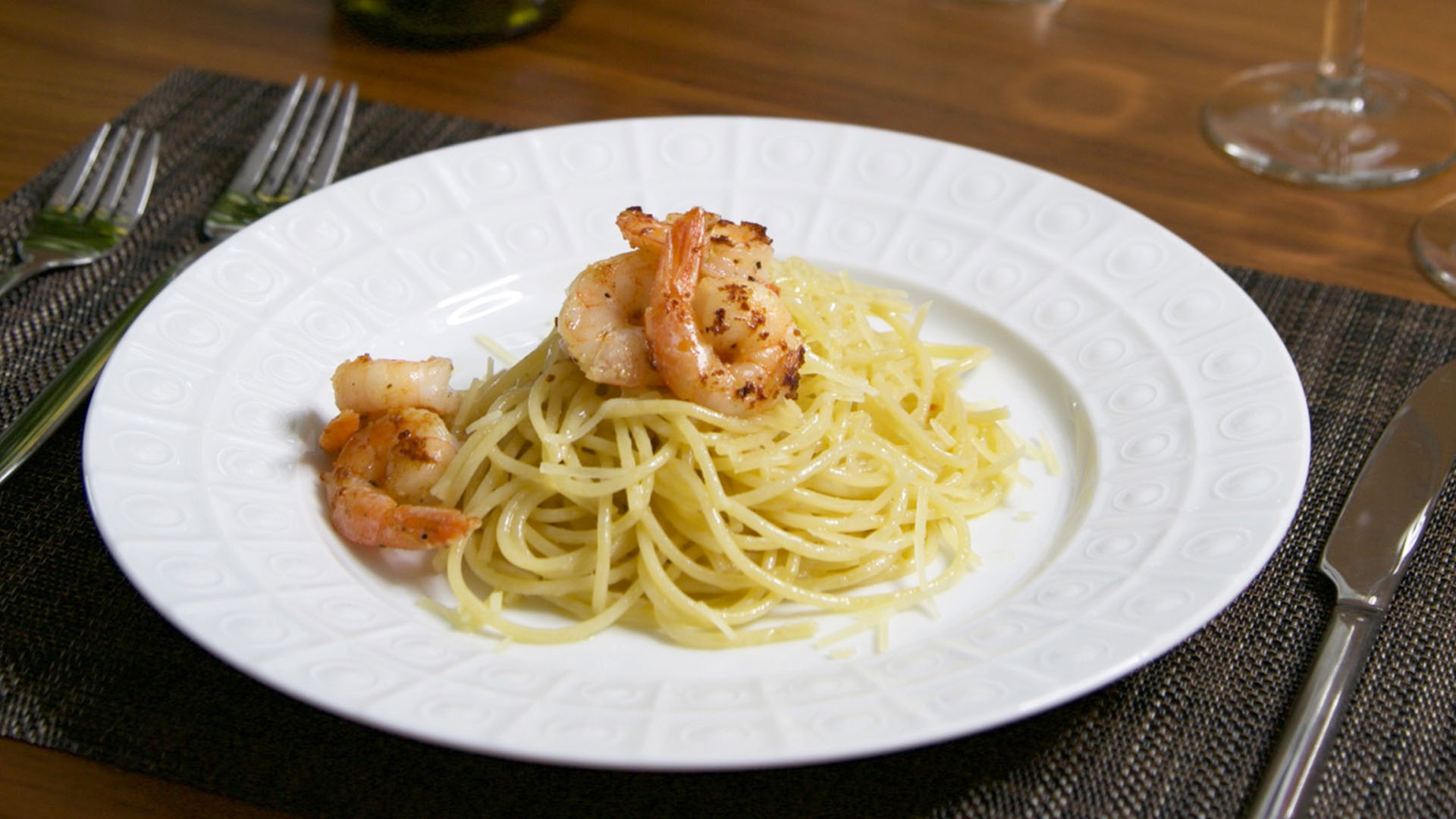 Pasta Limone with Sautéed Garlic Shrimp